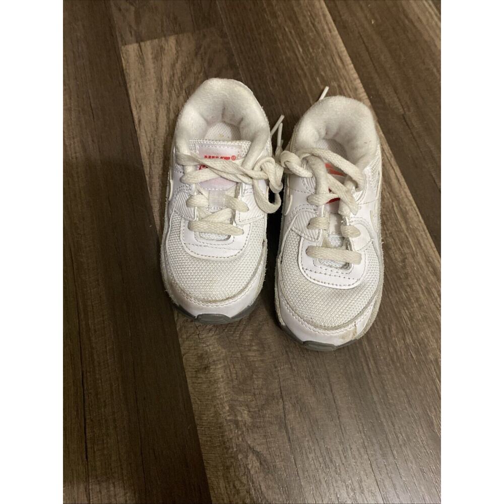 Nike Air Max 90 Shoes Toddler Kids Shoes Size 7C White Red Trainers Sneakers